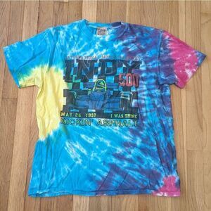 LF stores furst of a kind tie-dye indie race car graphic t-shirt